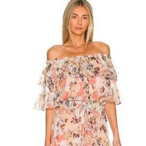 Amuse Society Floral Off-Shoulder Crop Top